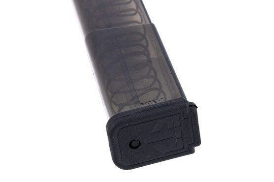 ETS 19 Round 9mm Magazine Fits GLOCK 43/48X and has a specialized base plate for easy disassembly.